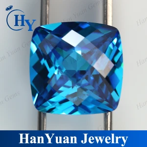 China charming sea blue cushion loose synthetic diamond
