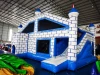 China hot sale blue bouncy inflatable castle with slide