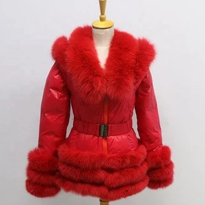 China Manufacture High Quality  Winter Padded Jacket women fox Fur Coat Down Jacket
