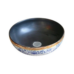Chines factory supply good quality  hand painted chinese style bathroom ceramic basin
