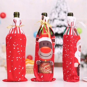 Christmas decoration Supplies Champagne Wine Gift  Bottle Bags Covers Santa Claus printed Wine Bags