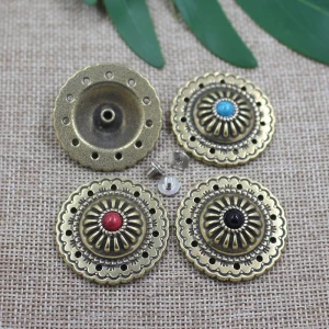 Classic antique metal alloy antique 35mm flower turquoise custom concho screw back for belt