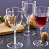 CLASSIC STEMWARE DISPOSABLE PLASTIC WINE GLASSES | Reusable Wine Cups | Includes 12 goblets