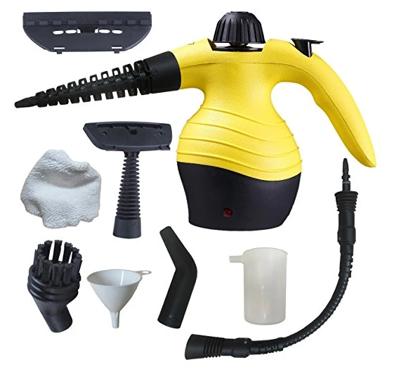 Classic type handheld 1000W steam cleaner with 9 various attachments for toilet,kitchen,vehicles,window cleaning