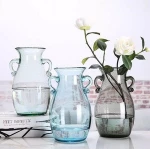 clear glass vase with handle transparent glass vases light blue