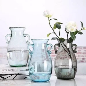 clear glass vase with handle transparent glass vases light blue