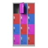 Colorful 3 Column Metal Clothes Locker Room 4 Tier Steel Children Toys Storage Cabinets With 12 Door