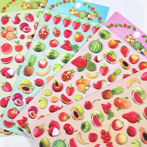 Buy Colorful Fruit Stickers Vegetable Puffy Foam Stickers Watermelon ...