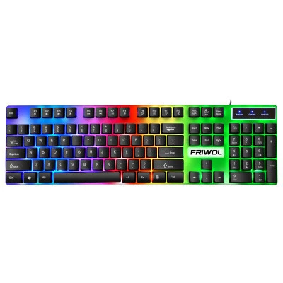 Colorful multi-color LED illuminated single keyboard home desktop laptop wired office gaming keyboard