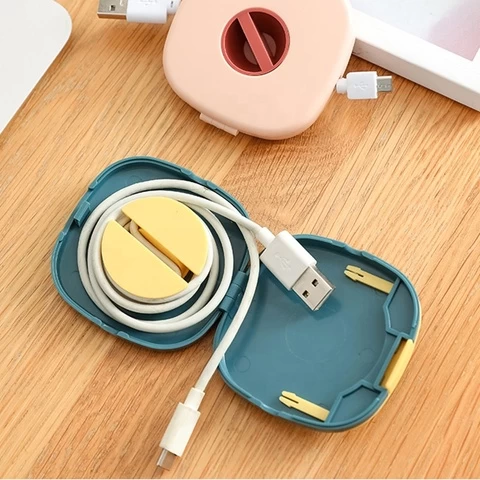 Cord Organizer Cable Winder Retractable Cable Clips Tangle-Free Cord Organizer Case Cable Reel Storage Organizer for USB Wires