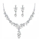 Cross-border exclusive bridal necklace set,  wedding collocation earrings, necklace set  jewelry sets natural loose diamonds
