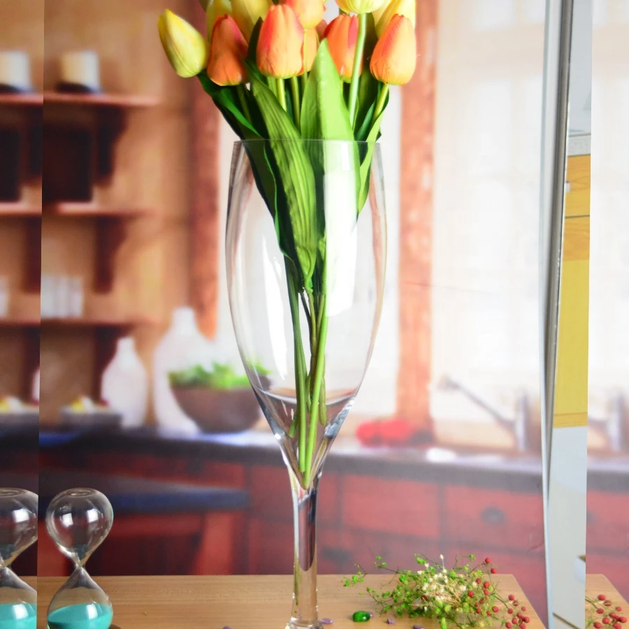 Crystal Flower Vase Wedding Decoration Center Glass For Home Giant Long Stem Glass Vase