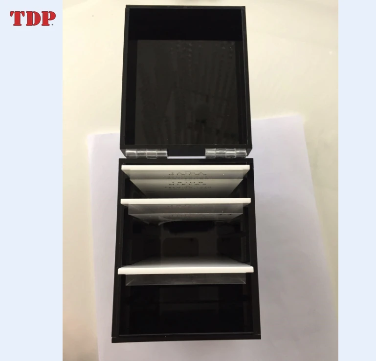 Custom Black False Eyelash Extension Storage Organizer Box Acrylic Lash Box with Eyelash Pallets