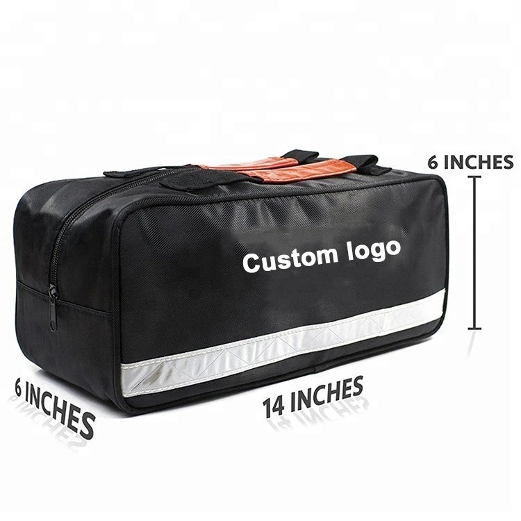 Custom heavy duty roadside ultimate automobile first aid tool bag emergency car kit with reflective strip