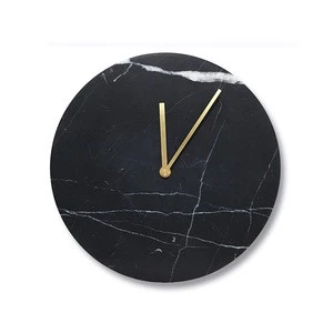 Custom living room wall hanging black marble clocks
