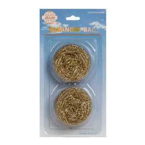 Custom logo print blister card packing household kitchen copper wire cleaning ball dish wash scourer steel ball
