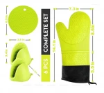 Custom Silicone Gloves Cotton Oven Mitts Heat Resistant Kitchen Gloves BBQ Gloves With Pot Holders Set