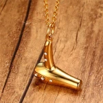 Custom stainless steel gold gemstone hair dryer necklace barber jewelry