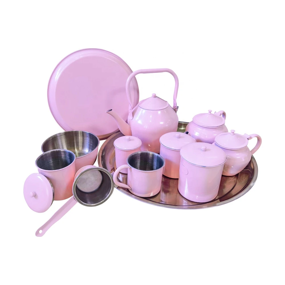 Customized color coating  hot sale Arabic Moroccan  Turkish style 12 pcs stainless steel tea set
