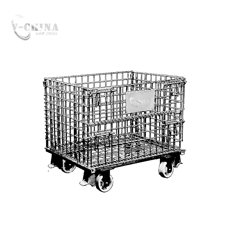 Customized Heavy Duty Foldable Collapsible Galvanized Metal Storage Wire Mesh Container Storage Cages