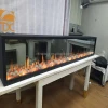 customized size cobbestonesfour screen video flame artificial electric fireplace with video crackling burning sound and logs