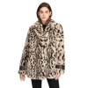 Customized warm leopard print plus size women trendy winter jacket faux fur coat for ladies