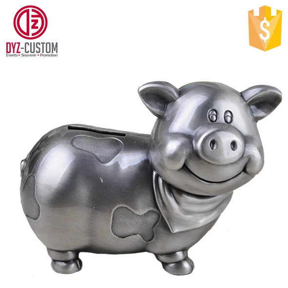 Cute pig shaped piggy banks Zinc Alloy Metal Pig Shape Money Box for kid
