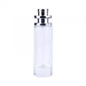 Cylindrical perfume bottle with pump spray bottle empty glass bottle