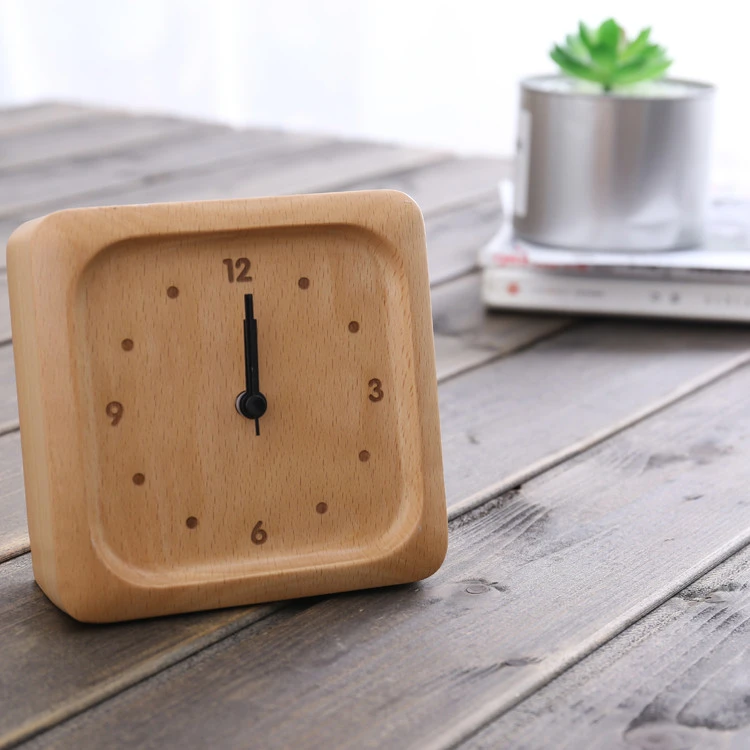 Desk Wooden Clock Solid wooden Clock Table Wooden Clock Round Shape