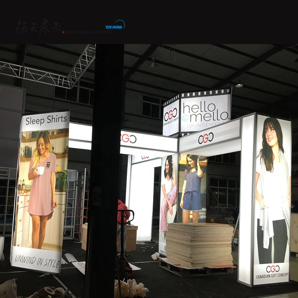 Detian offer back-lit 6x6 exhibition booth 20x20 expo booth design