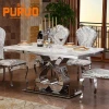 Dining room furniture set white/cream marble top square dining table