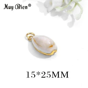 DIY Natural Conch Scallop Gold Charm Jewelry Shell Pendant For Necklace