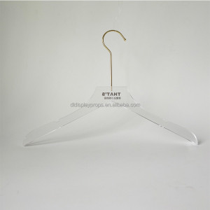DLS43 Custom Logo Adult Clothes Acrylic Garment Hanger With Glod Round Hook