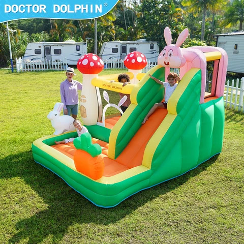 Doctor Dolphin Factory Price New Design Rabbit And Radish Bouncy Castle Combo Jump Bounce House Bouncy Castle With Slide