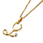 Doctor Nurse Gift Jewelry Metal Gold Women Shell Heart Zirconia Stethoscope Necklace