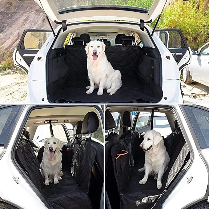Dog Seat Cover Dog Car Seat Covers with Mesh Viewing Window Storage Pocket Non-Scratch Dog Car Hammock
