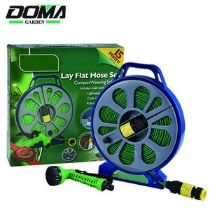 DOMA 50ft 15M reel flat garden hose  with 7 function sprayer DM-1009