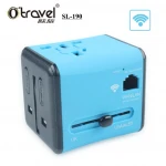 Dual USB universal adapter, universal power adapter travel plug, USB international power adapter with Wifi LAN
