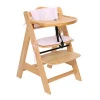 Durable Portable Convenient Standard Feeding Solid Wood Baby Dining High Chair Wooden With Tray For Baby