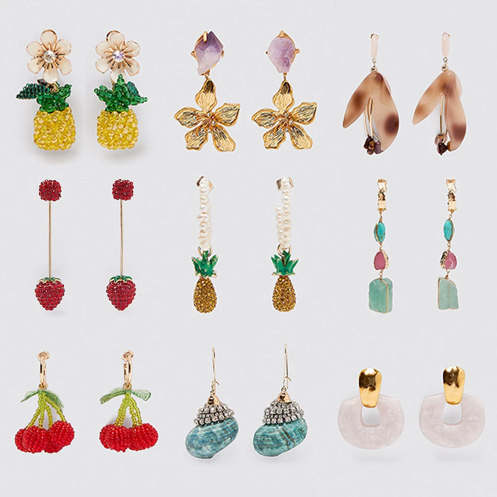 Dvacaman New Za 2021 Gold Plated Fancy Crystal Rhinestone Statement Drop Dangle Earrings Women Jewelry