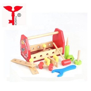 Easy Assembly Kids Pretend Play Educational Wooden Workbench Boy Tool Toy Set
