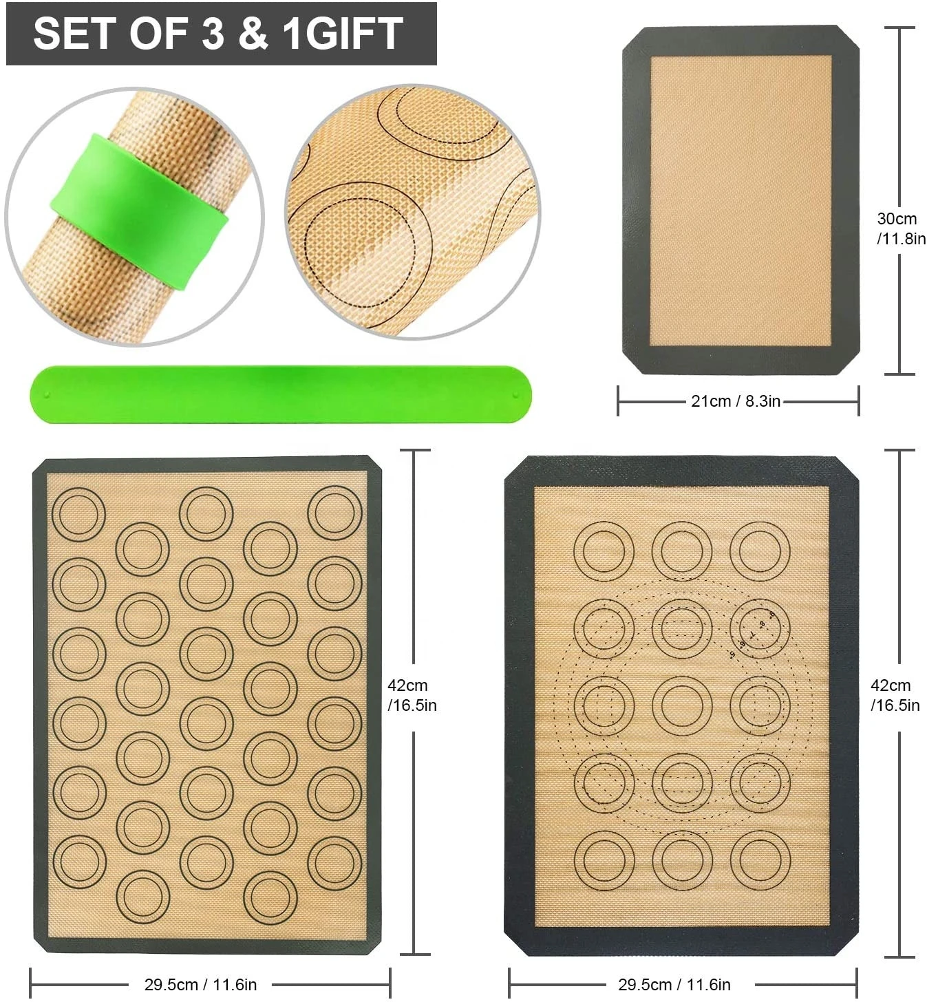Easy Clean-Up Oven-Safe Food-Grade Nonstick Silicone Baking Mat Sheet