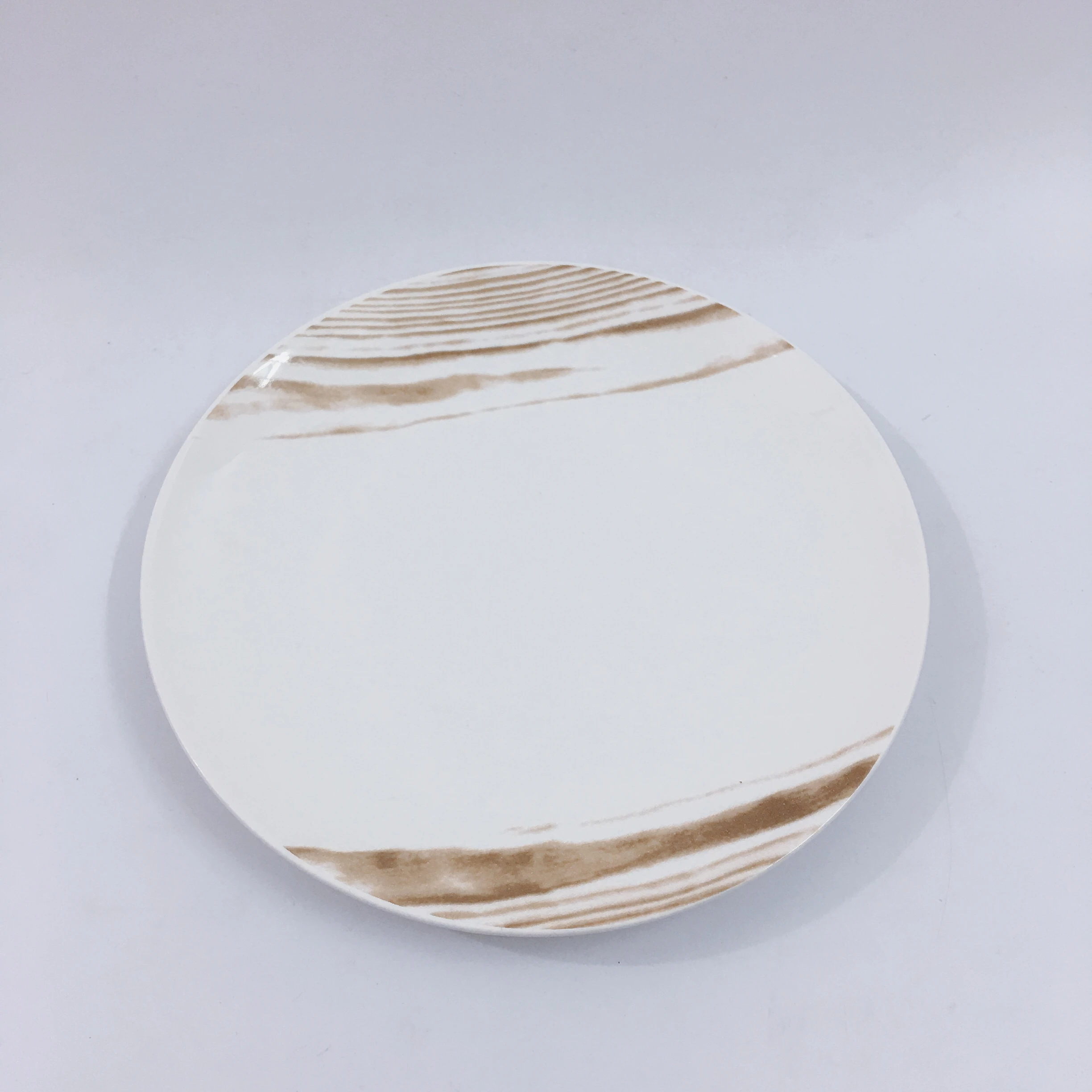 Eco friendly assiette multiple colored flat round shaped personalized printing on ceramic porcelain circle plates dish
