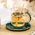 Import Eco-friendly Nordic Light Luxury Colorful Glass Coffee Cups High Temperature Resistant Juice Mug Rimmed Cup And Saucer Set from China