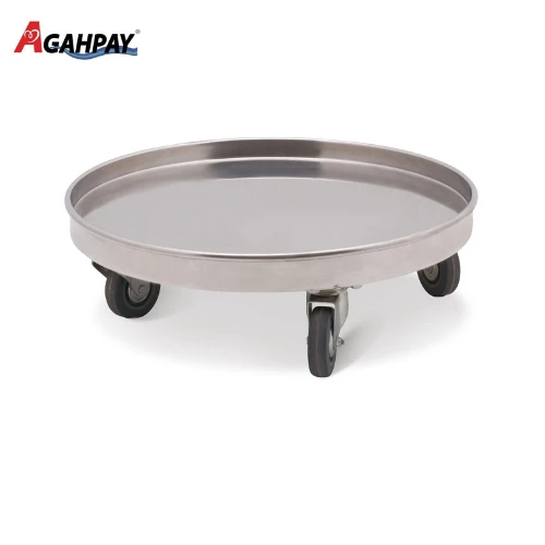 Economic Strong Load Round Cart Stainless Steel Hotel Restaurant  Transport Cart for Stockpot Trolley