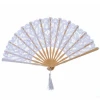 Embroidery Party Handmade Bamboo Cotton Fan Wedding Battenburg Lace Fan