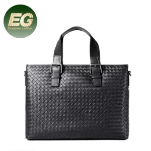 Emg6935 Classic Intrecciato Woven Waterproof Computer Bags for Women Leather Briefcase Men Ladies Custom Messenger Luxury Laptop Bag