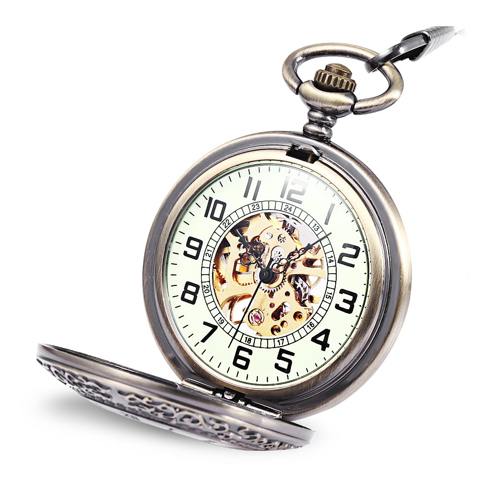 Engraved Case hollow oem antique pocket watch mechanical