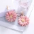 Import European and American new ladies cloth chrysanthemum alloy pearl stud pink flower earrings from China