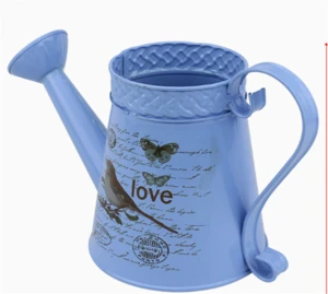 European style Galvanized painting garden metal watering can , Countryside Flowers watering can metal flowers pot